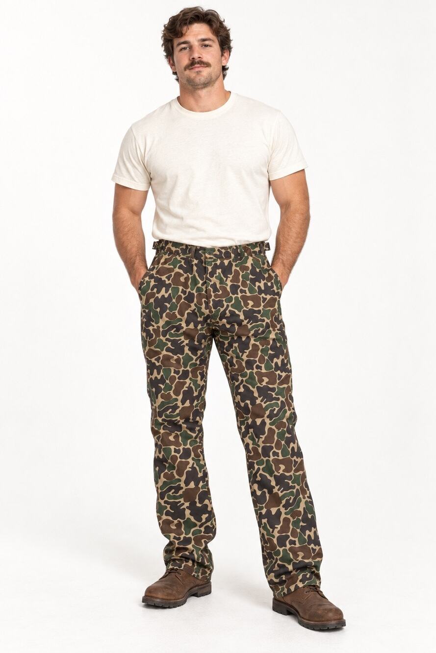 Vintage Saf-T-Bak Duck Camo Hunting Pants Made in USA XL 42–44